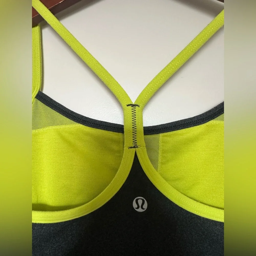 lululemon athletica Gray Tank Top with‎ Yellow Straps women size 6